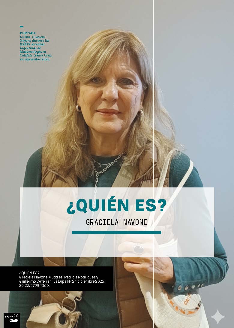 La Dra. Graciela Navone durante las XXXVI Jornadas Argentinas de Mastozoología en Calafate, Santa Cruz, en septiembre 2025