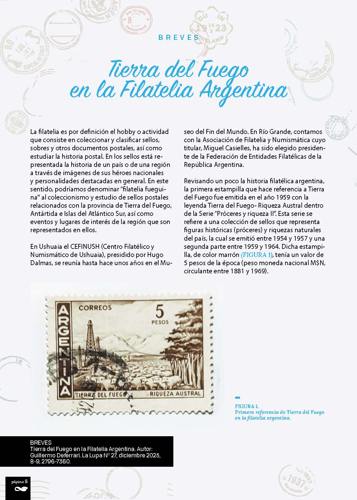 Primera referencia de Tierra del Fuego en la filatelia argentina.